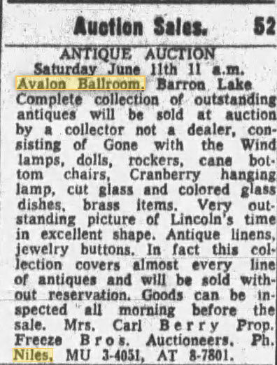 Avalon Ballroom at Barron Lake - 10 Jun 1960 Article